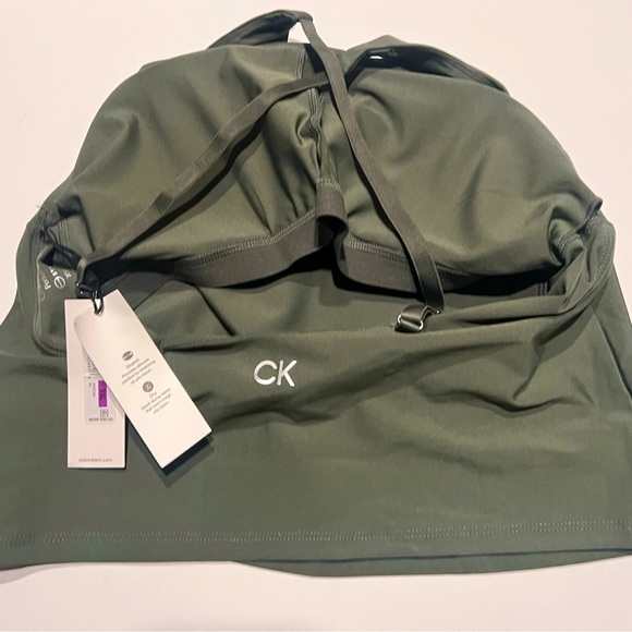 CALVIN KLEIN PERFORMANCE Low-Impact High-Neck Crop Top swimsuit green thyme XXL - Picture 9 of 11